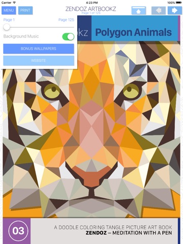 Zendoz ArtBookz - 03 - Polygon Animals - HD - Coloring Book screenshot 2