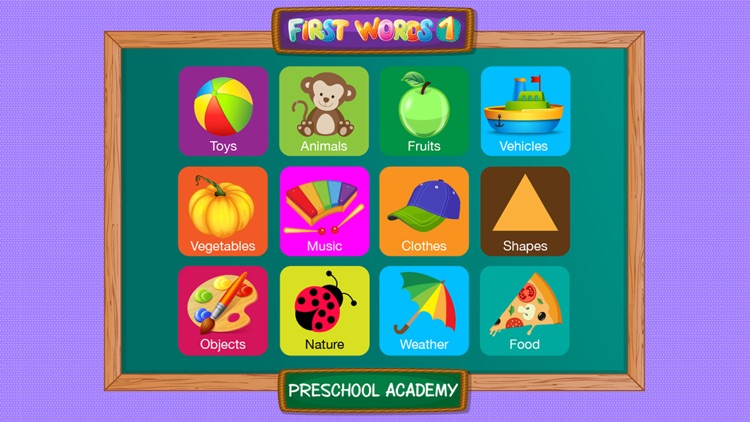 First Words 1 -  English : Preschool Academy educational matching game for Pre-k and kindergarten children