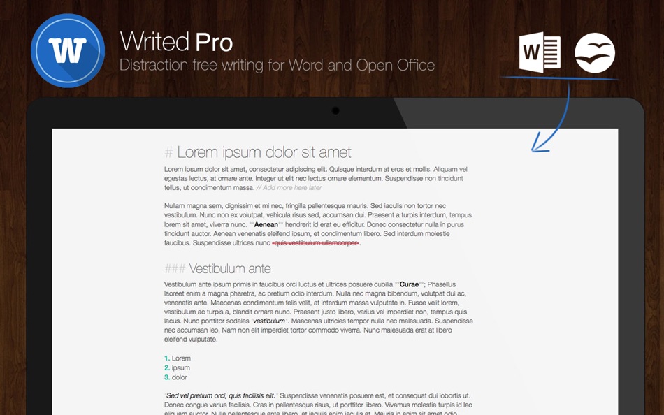#1. Writed Pro - for Word, OpenOffice, Markdown and RTF (macOS) 由: Stahl Labs