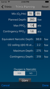 Dive Calculator screenshot