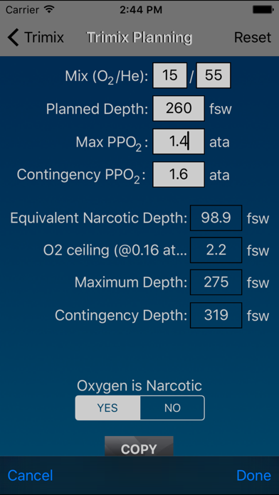 Dive Calculator iPhone screenshot 5 - Sports app
