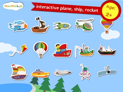 Screenshot #4 pour Avion, Fusée et Bateau pour Enfant -Activités, Puzzles, Dessin et Jeux Interactifs Avec Moo Moo Lab