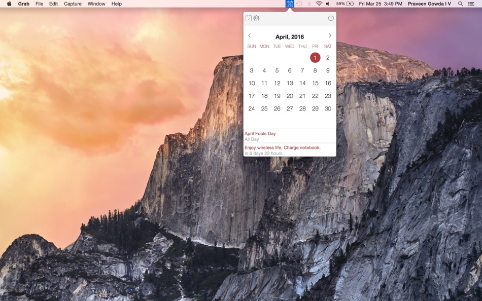 #2. FloatCal - A Quick Access Calendar on the Menu Bar (macOS) 由: Praveen Gowda I V