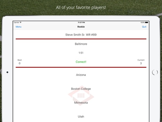 Football College Trivia iPad screenshot
