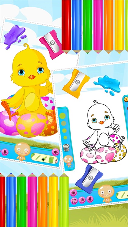 Little Chick Coloring Book Drawing and Paint Art Studio Game for Kids Easter Day screenshot-3