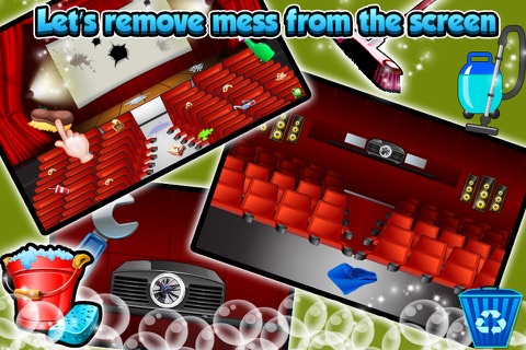 Cinema Theater Wash – Cleanup messy & dirty theater rooms in this washing game screenshot 3