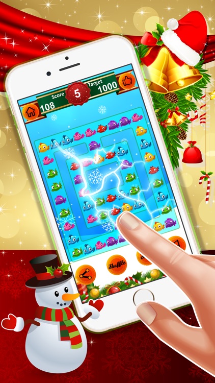 Funny colorful fish celerity : - A match 3 puzzles for Christmas season