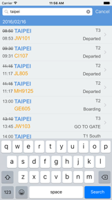 Narita Airport Flight Status screenshot