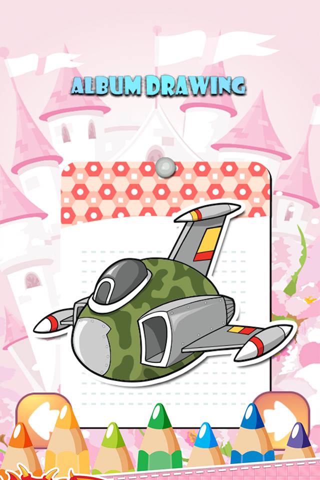 Plane Drawing Coloring Book - Cute Caricature Art Ideas pages for kids screenshot 2