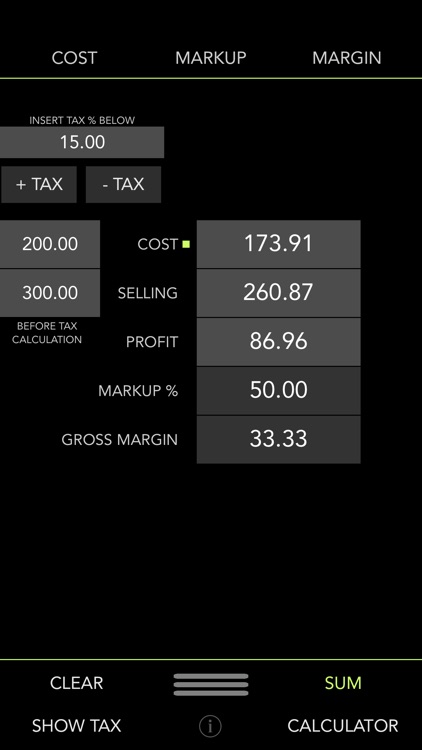 iMargin - Cost, Markup, Margin + Tax Calculator