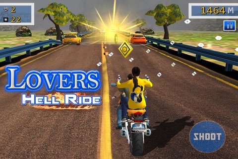 Lovers Hell Ride - Free Racing and Shooting Game screenshot 2