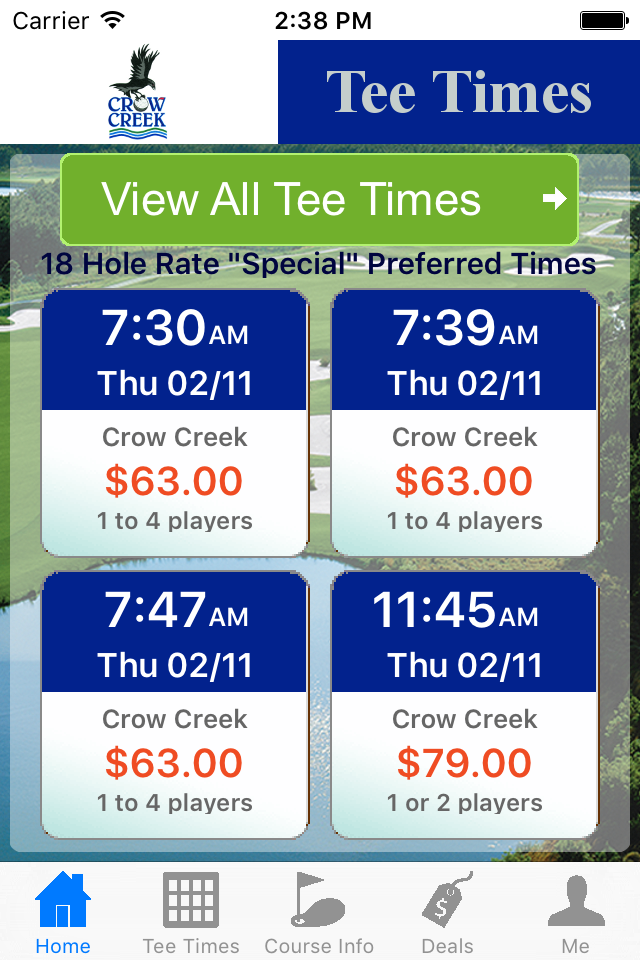 Crow Creek Golf Tee Times