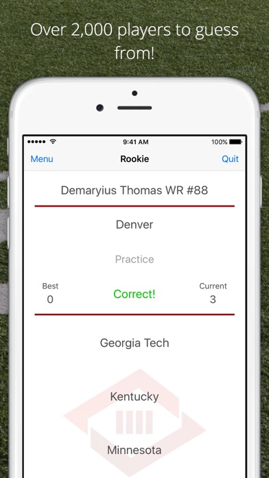 Football College Trivia iPhone screenshot