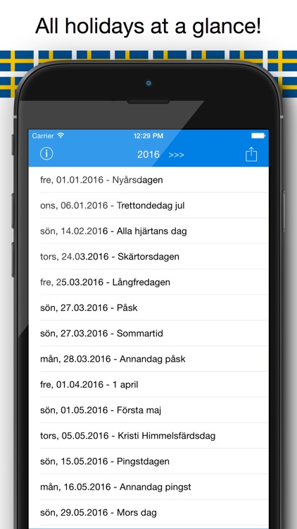 Svenska Helgdagar - Kalender 2016 i Sverige för Semester och Lov Planering