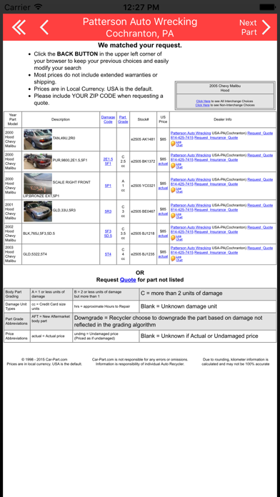 Screenshot #3 pour Patterson Auto Wrecking - Full-Service Salvage Yard with New, Used, and Aftermarket Auto Parts - Cochranton, PA