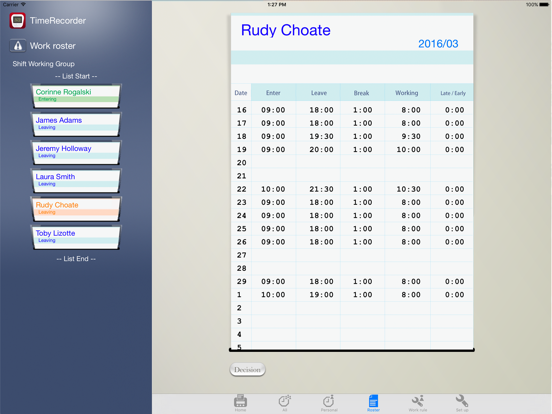 Wa-San Time Recorder Tablet app screenshot 3