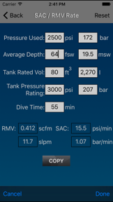 Dive Calculator screenshot