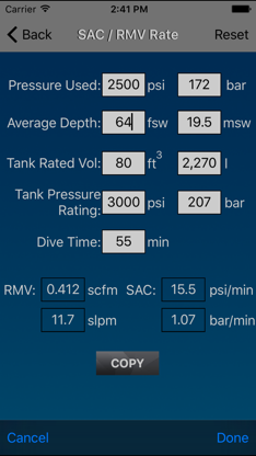 Dive Calculator screenshot 2