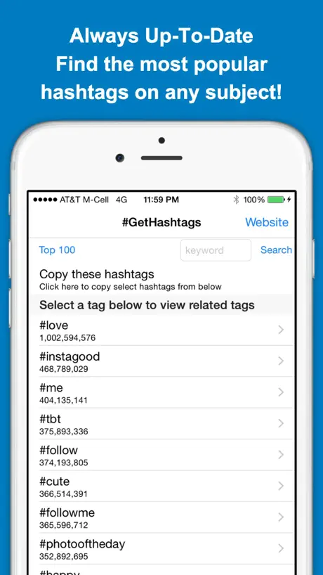GetHashtags Free - Copy & Paste Most Popular Hashtags for Instag