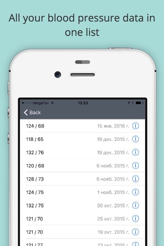 Live Heart - Blood Pressure measurements with related symptoms screenshot 4