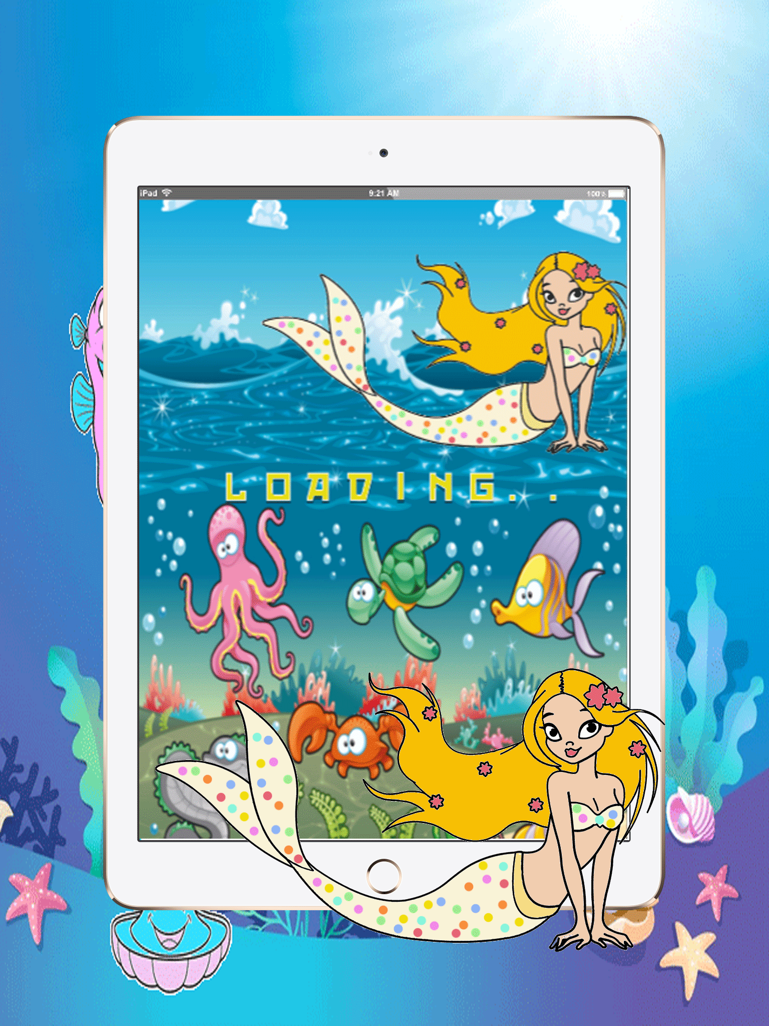 mermaid little princess printable coloring pages:cute drawings free screenshot 4