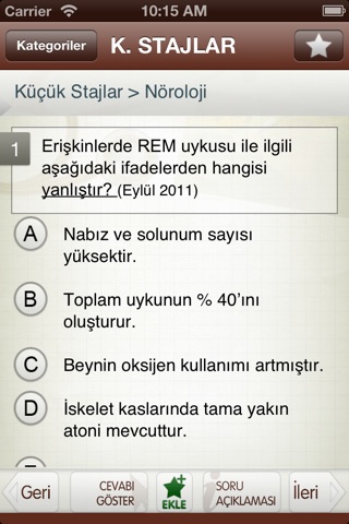 Tum TUS Soruları - Küçük Stajlar screenshot 3