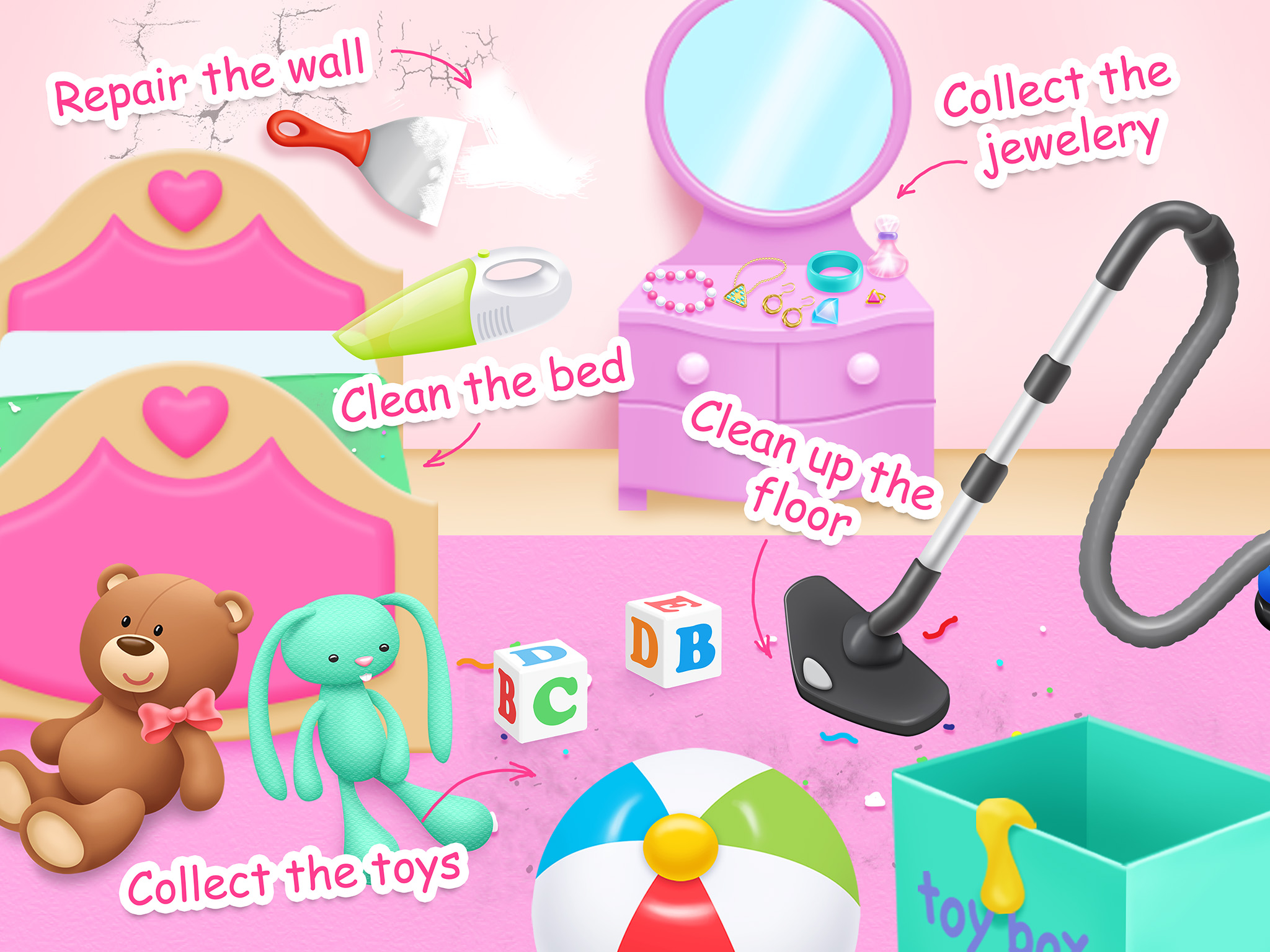 Doll House Cleanup & Decoration - Bedroom, Kitchen & Bath Designer