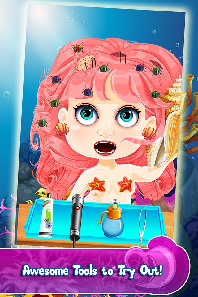 Mermaid Doctor Spa Salon - baby princess makeover world & make up care games for girls! screenshot 2