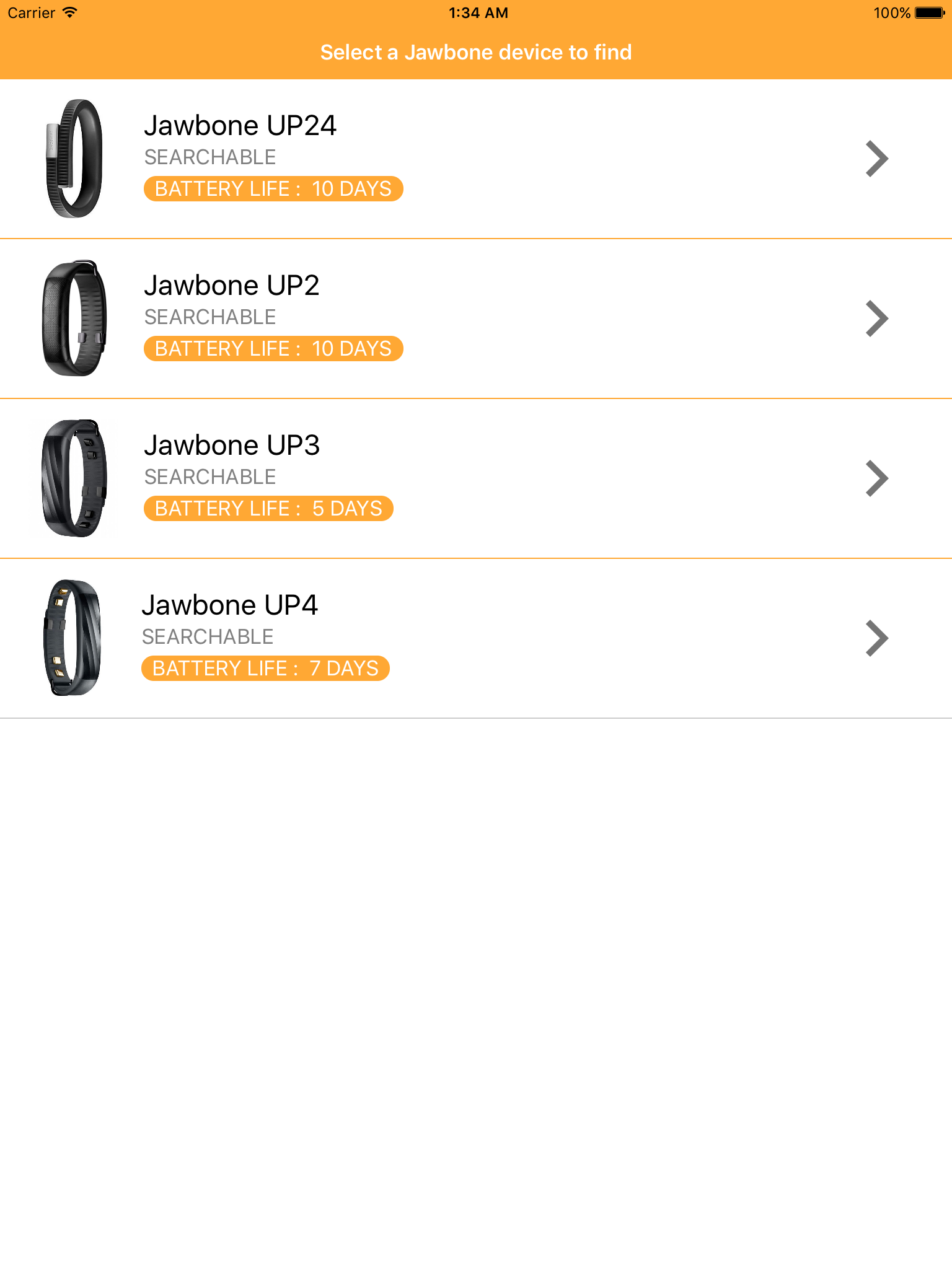 Finder for Jawbone - find your lost UP24, UP2, UP3 and UP4 screenshot 4