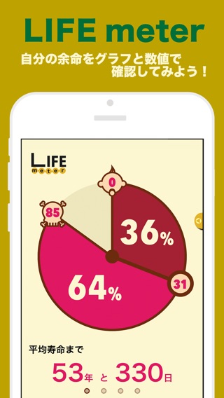 LIFE メーター : 余命はあと何日？何時間？グラフと数値で確認してみよう！のおすすめ画像1