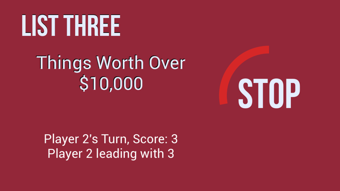 List Three - The Five Second Naming Game