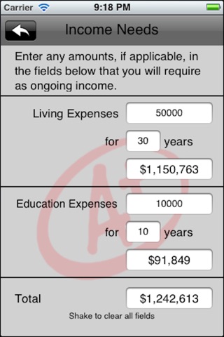 Insurance Needs Calculator screenshot 3