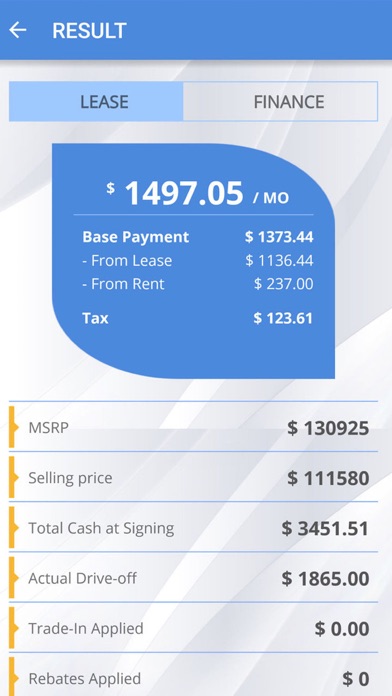 Car Lease Payment Calculator screenshot