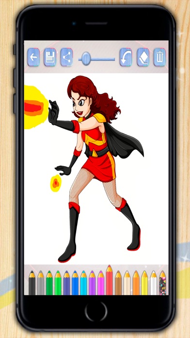 Superheroes coloring book. Paint heroes and heroines who save the world iPhone screenshot