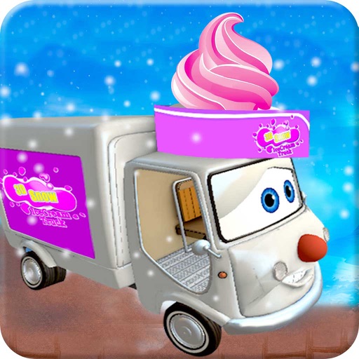 3D Snow Ice Cream Kids truck Traffic Driving - Free Racing Game
