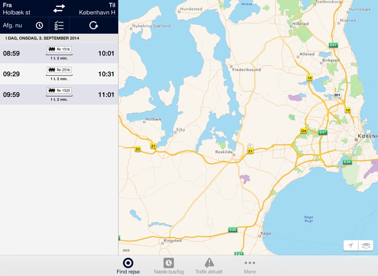 Rejseplanen til iPad