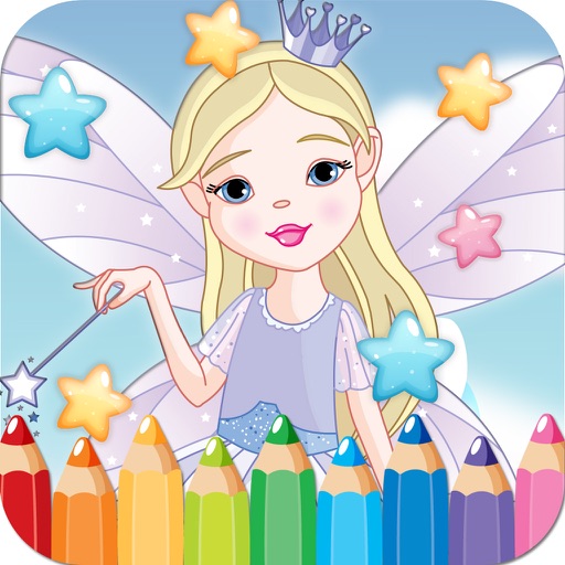 Fairy Princess Drawing Coloring Book - Cute Caricature Art Ideas pages for kids Icon