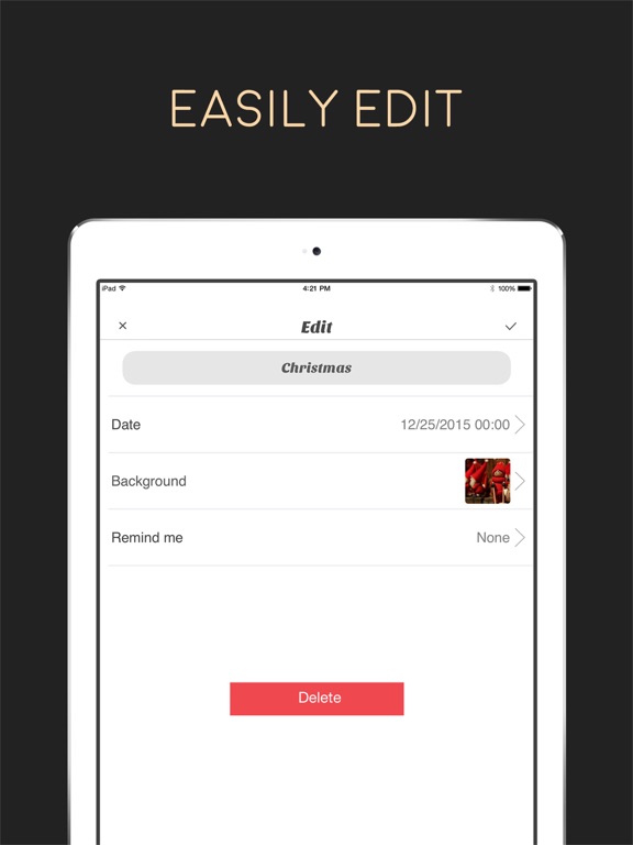 Countdown App Free (Big Day Event Timer Reminder) iPad screenshot 4 - Utilities app