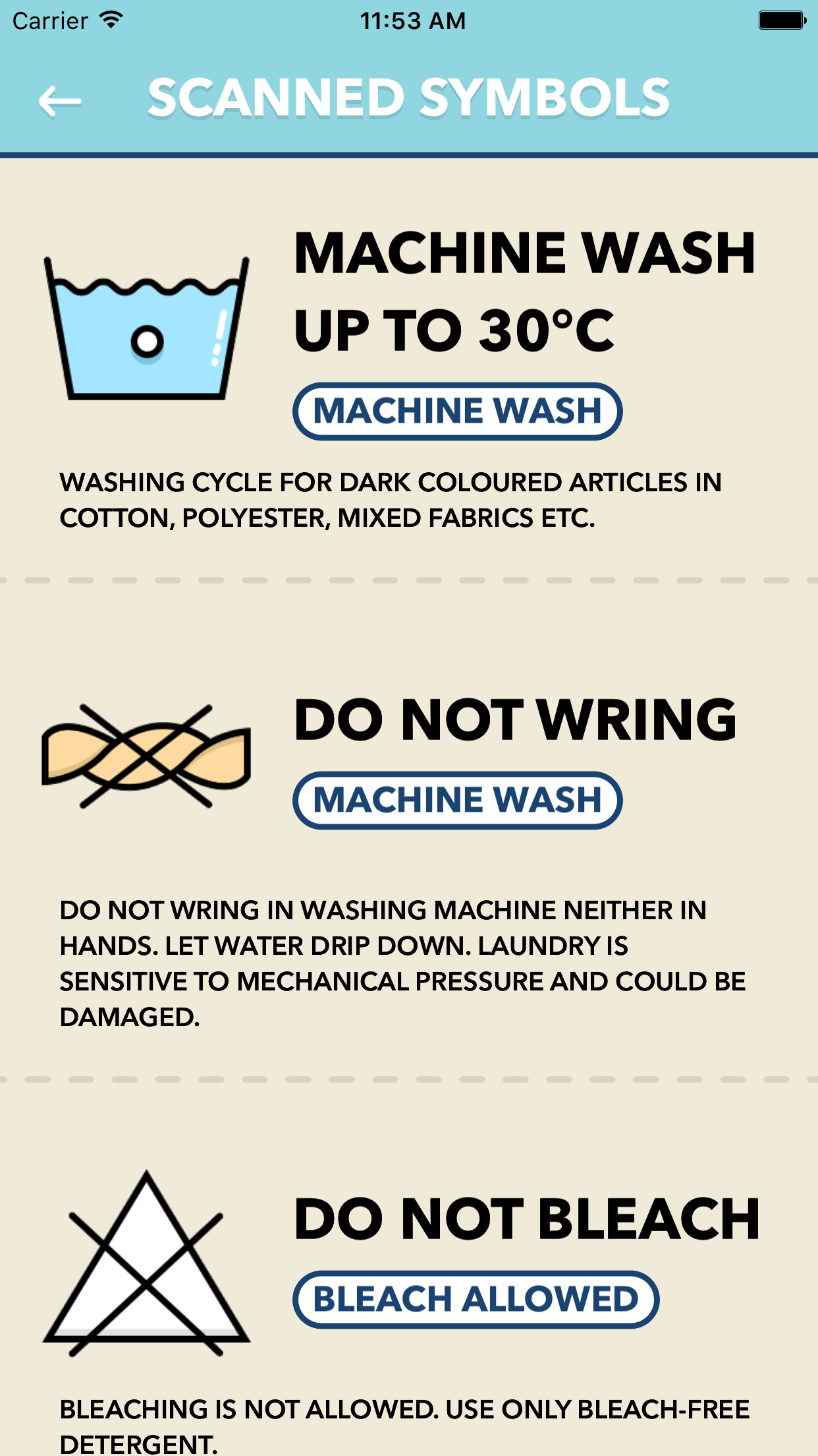 Laundry Day - Care Symbol Reader