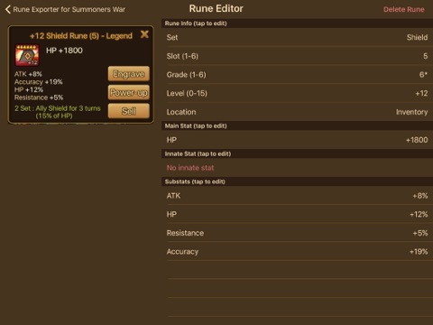 Screenshot #6 pour Rune Exporter for Summoners War