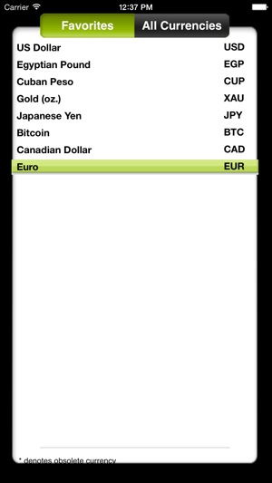 Currency Converter On The Iphone Screenshots