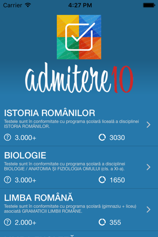 Admitere10 - teste grilă screenshot 2