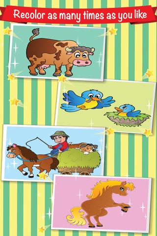 Coloring Book Page Animal Cute Farm Painting for little kids screenshot 4