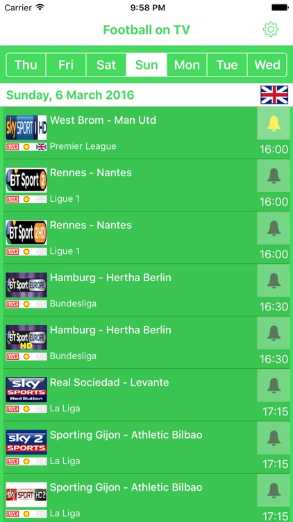 Football on UK TV PRO:  schedule of all football matches on Britain TV