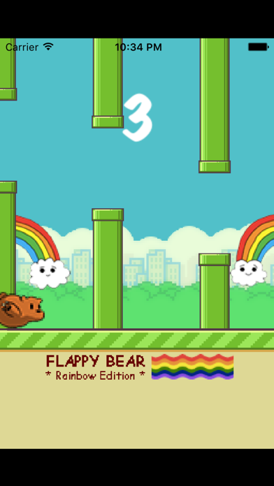Screenshot #2 pour Flappy Bear - Rainbow Edition