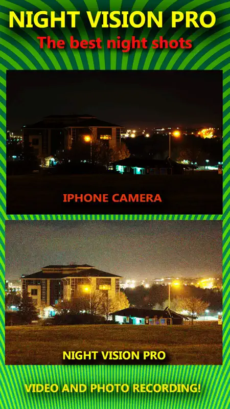 Night Vision True HDR - See In The Dark (NightVision Real In Low Light Mode) Green Goggles Binoculars with Camera Zoom Magnify (Video, Photo) and Private / Secret Folder Pro screenshot 3 of 5