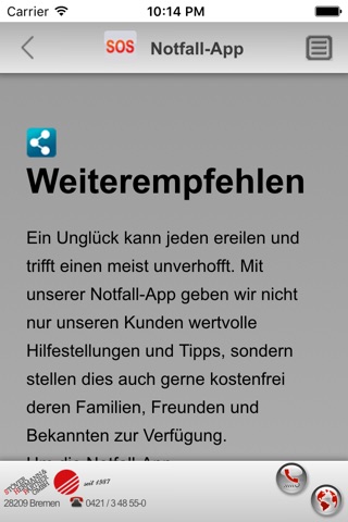 Notfall-App SHP Bremen screenshot 2