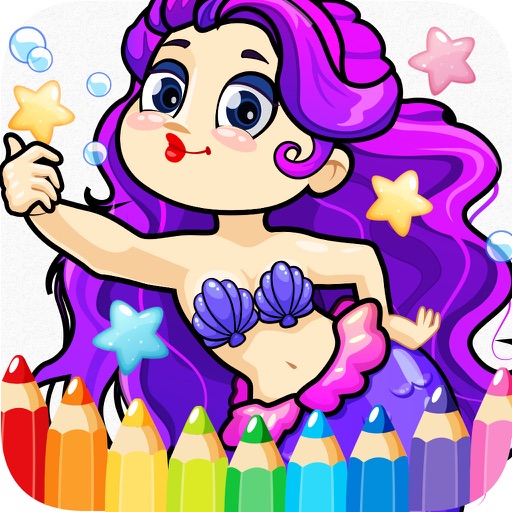 princess mermaid coloring pages free for girl kids Icon