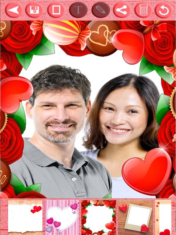 Valentine love frames - Photo editor to put your Valentine love photos in romantic love frames iPad screenshot