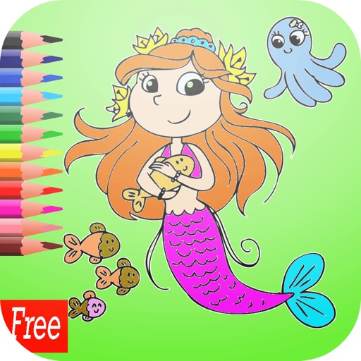 Games Princess Mermaid Coloring Book Art Pad:Easy painting for little kids iOS App